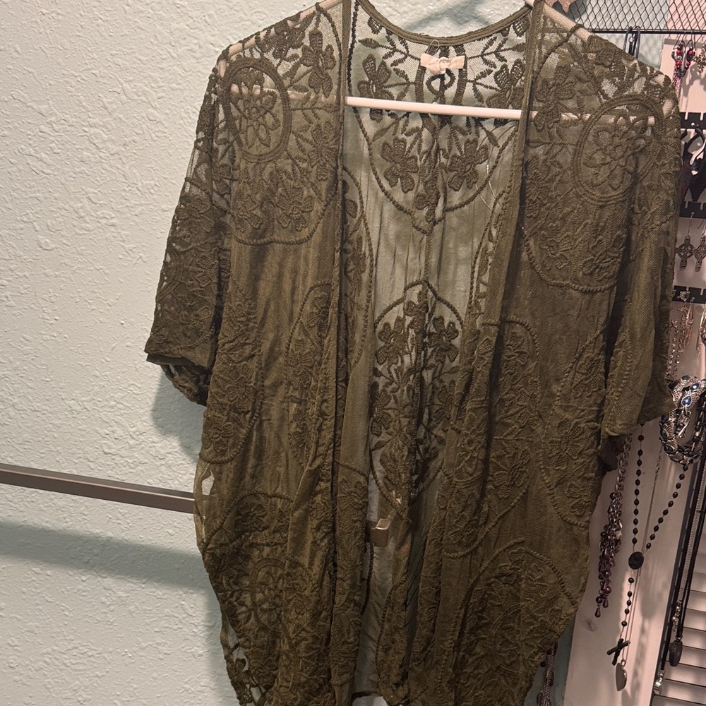 Maurices Forest Green Lace Overlay